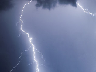 lightnings and thunder bold strike at summer storm
