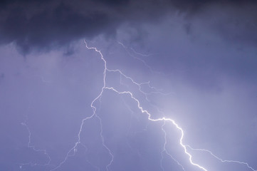 Fototapeta na wymiar lightnings and thunder bold strike at summer storm