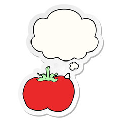 cartoon tomato and thought bubble as a printed sticker