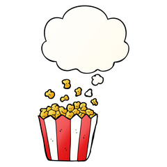 cartoon popcorn and thought bubble in smooth gradient style