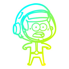 cold gradient line drawing cartoon surprised astronaut