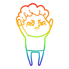 rainbow gradient line drawing cartoon angry man