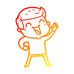 warm gradient line drawing cartoon man laughing