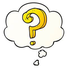 cartoon question mark and thought bubble in smooth gradient style