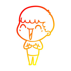 warm gradient line drawing cartoon happy man