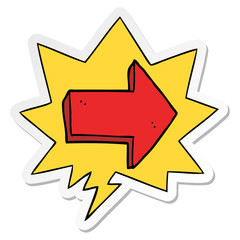 cartoon pointing arrow and speech bubble sticker