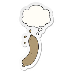 cartoon sausage and thought bubble as a printed sticker