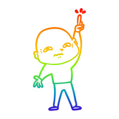 rainbow gradient line drawing nervous cartoon man asking question