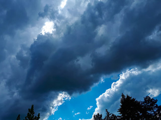 blue dramatic sky with dark clouds