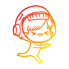 warm gradient line drawing angry cartoon space girl