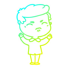 cold gradient line drawing cartoon annoyed man