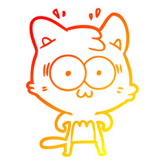 warm gradient line drawing cartoon surprised cat
