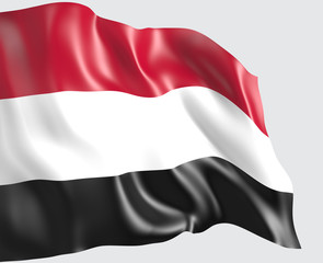 Waving flag of Yemen . 3d illustration