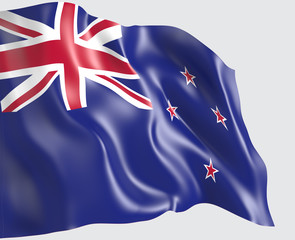 Waving flag of New Zealand . 3d illustration