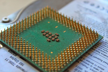 computer chip on circuit board