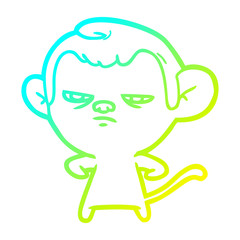 cold gradient line drawing cartoon monkey