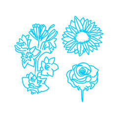 Flower Leaf Illustration Design Template Vector Linear