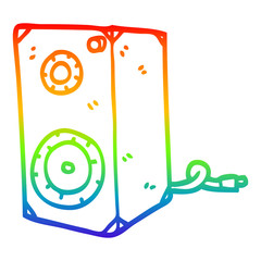 rainbow gradient line drawing cartoon speaker box