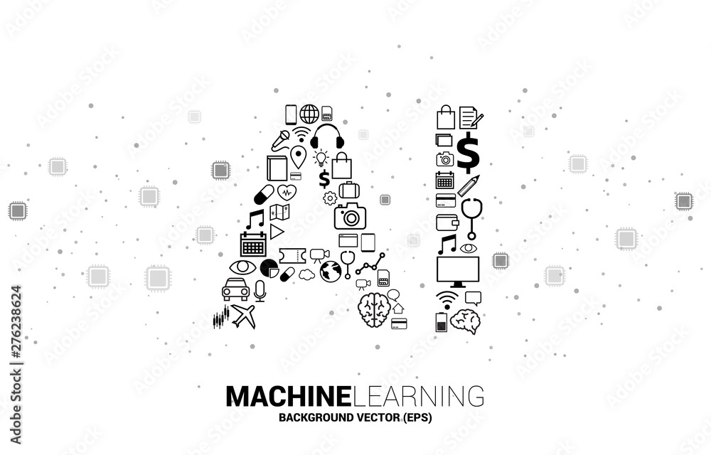 Poster Vector AI from functional icon. Concept for machine learning and artificial intelligence.