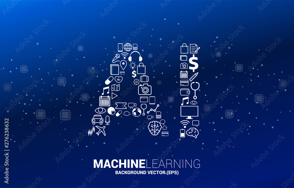Aufkleber Vector AI from functional icon. Concept for machine learning and artificial intelligence.