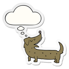 cartoon dog and thought bubble as a printed sticker