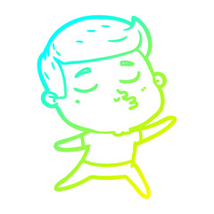 cold gradient line drawing cartoon model guy pouting