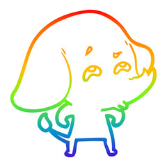 rainbow gradient line drawing cartoon elephant remembering