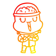 warm gradient line drawing happy cartoon robot