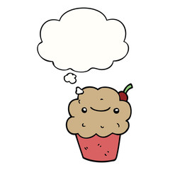 cartoon cupcake and thought bubble