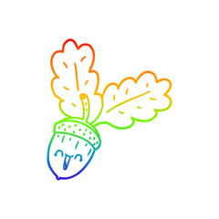 rainbow gradient line drawing cartoon acorn