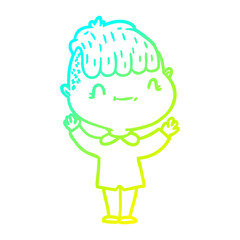 cold gradient line drawing cartoon friendly boy