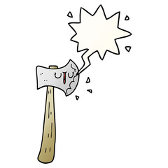 cartoon axe and speech bubble in smooth gradient style