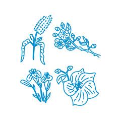 Naklejka premium Flower Leaf Illustration Design Template Vector Linear