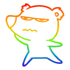 rainbow gradient line drawing angry bear cartoon