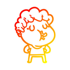 warm gradient line drawing cartoon man pulling face