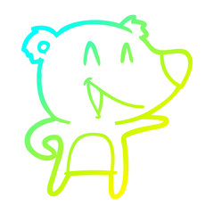 cold gradient line drawing laughing bear cartoon