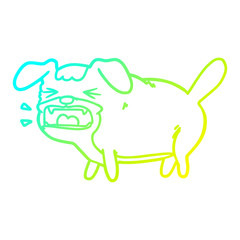cold gradient line drawing cartoon dog barking