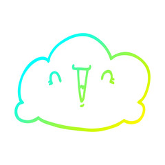 cold gradient line drawing cartoon cloud