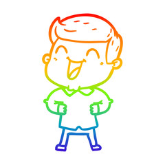 rainbow gradient line drawing cartoon man laughing