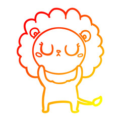 warm gradient line drawing cartoon lion