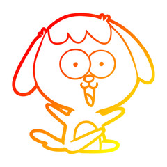 warm gradient line drawing cute cartoon dog