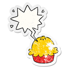 cartoon pie and speech bubble distressed sticker
