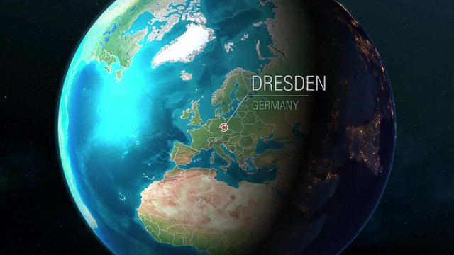 Germany - Dresden- Zooming from space to earth