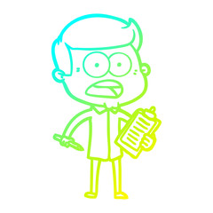 cold gradient line drawing cartoon shocked man