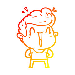 warm gradient line drawing cartoon happy man