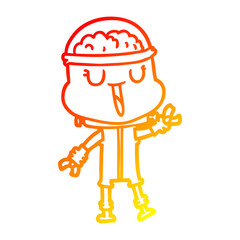 warm gradient line drawing happy cartoon robot