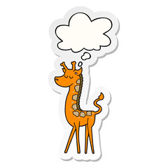 cartoon giraffe and thought bubble as a printed sticker
