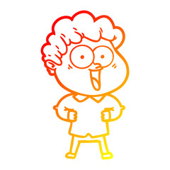 warm gradient line drawing cartoon happy man