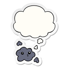 cute cartoon cloud and thought bubble as a printed sticker