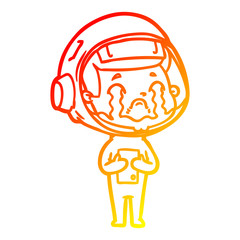 warm gradient line drawing cartoon crying astronaut